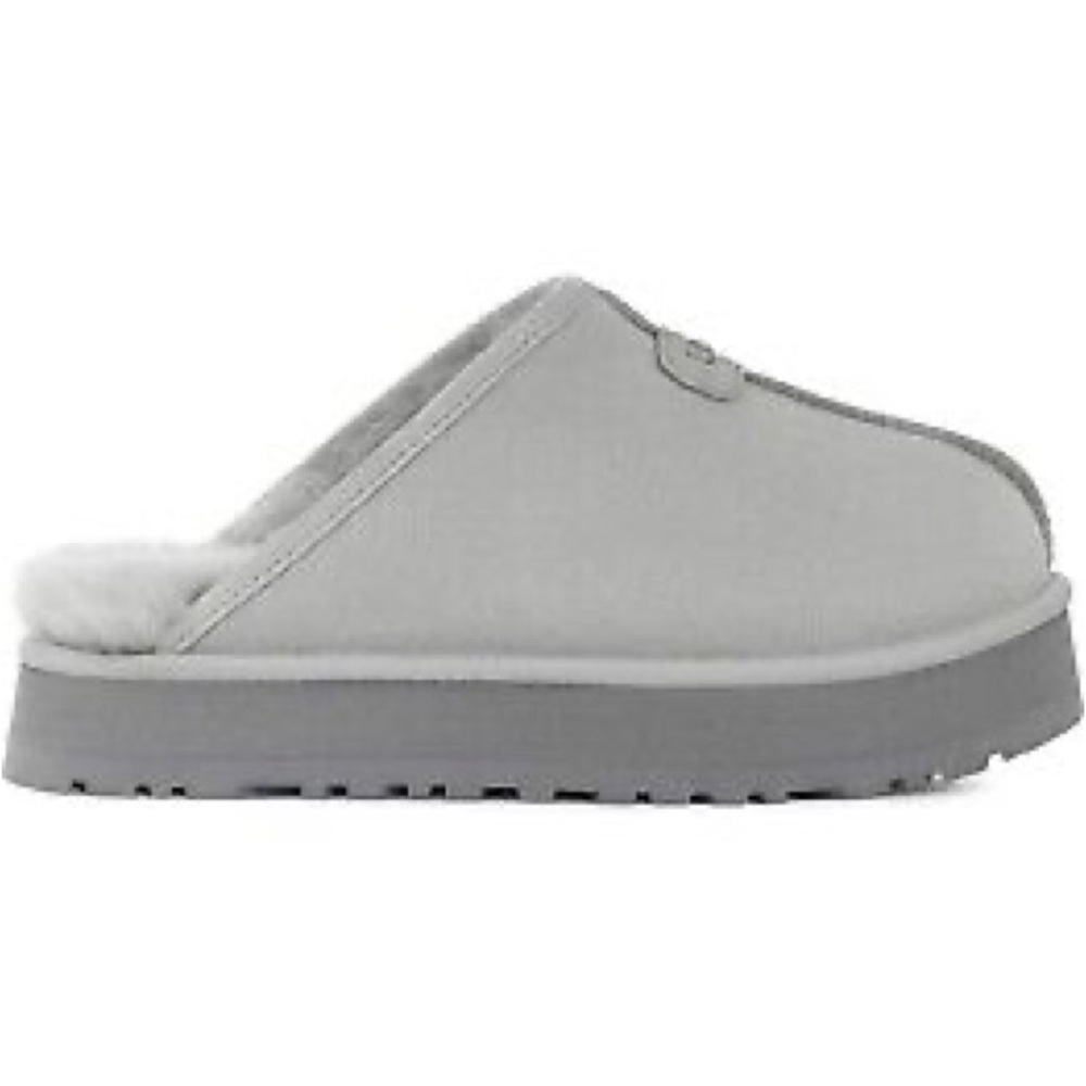 UGG Gray Discoquette fuzzy platform slippers size 10